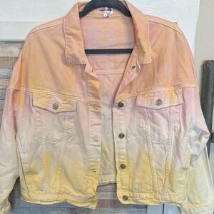 Pastel Ombre Denim Jacket - Pink & Yellow, S